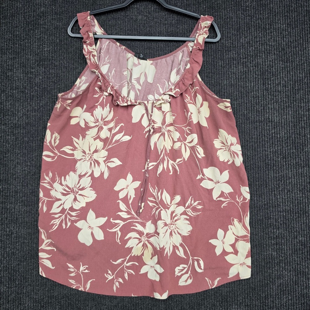 Torrid Pink Floral Ruffle Neck Sleeveless Tank Top Blouse Plus Size 3X 40315189